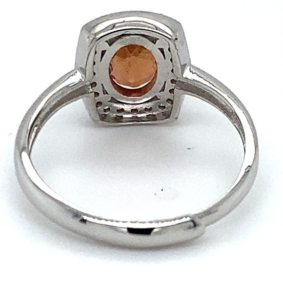 Orange Tourmaline 1.10ct White Gold Silver Ring - Picture 4 of 6